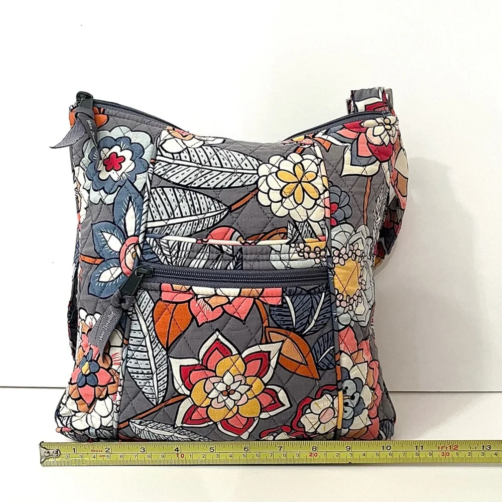 Vera Bradley Quilted Crossbody Bag Gray Floral Retired Pattern - Picture 11 of 14